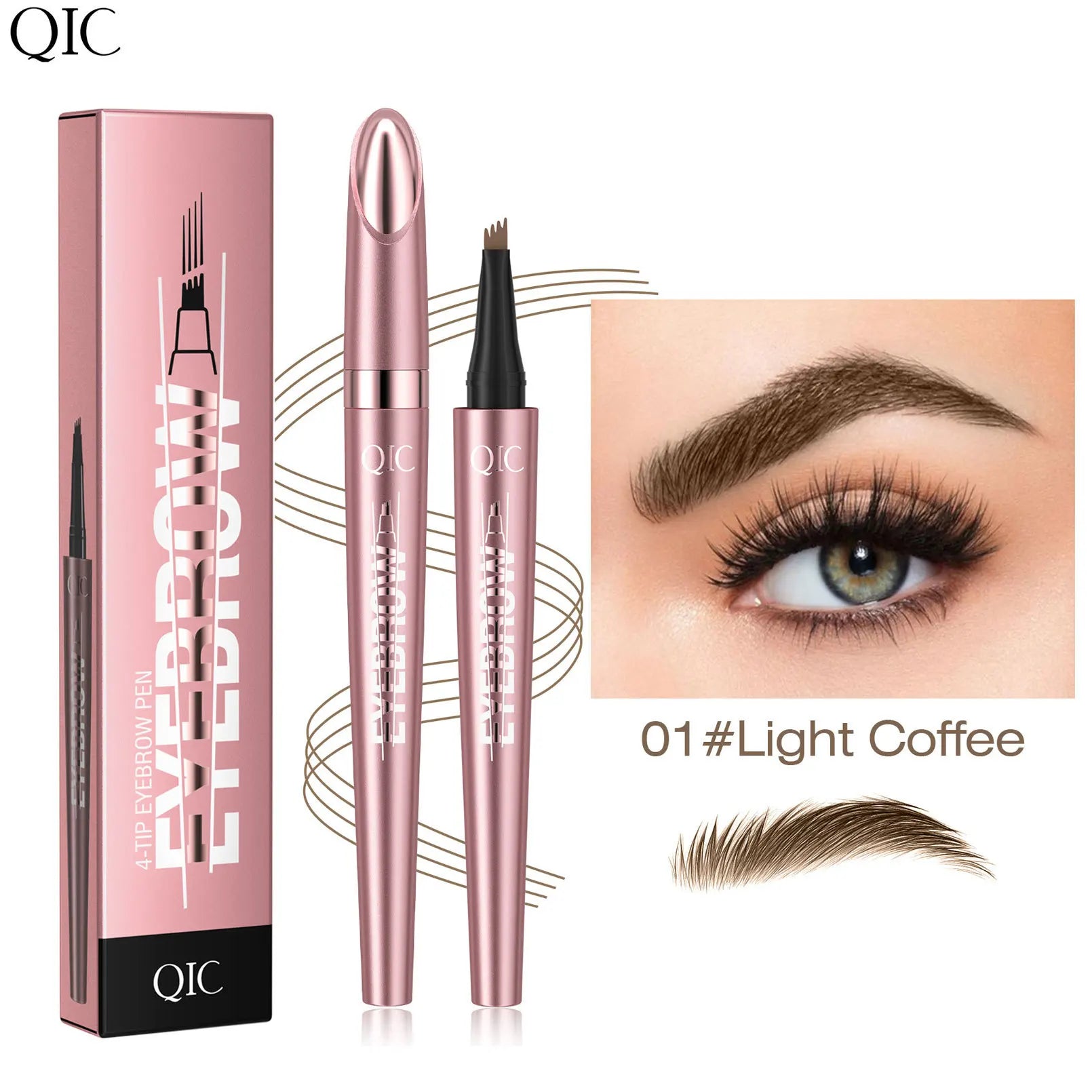 4 Point Liquid Eyebrow Pencil Waterproof Dark Brown Fork Tip Eyebrow Pencil Tattoo Fine Sketch Liquid Eyebrow Pen Makeup Tool