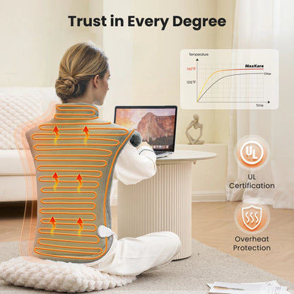 Ultra Soft Heating Pad with 4 Heat Settings & Auto Shut-Off for Full Body Stress Relief, 24"X33" - Gray