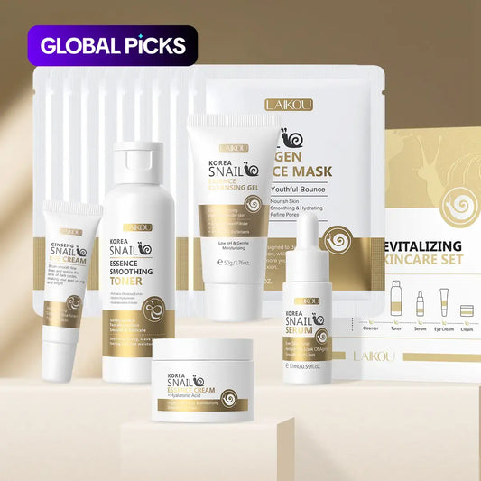 Snail Collagen Skin Care Kit, 1 Set Facial Cleanser, Toner, Serum, Eye Cream, Essence Cream and Mask, Moisturizing Hydrating Moisturize Hydrate Skin Care Set for Women