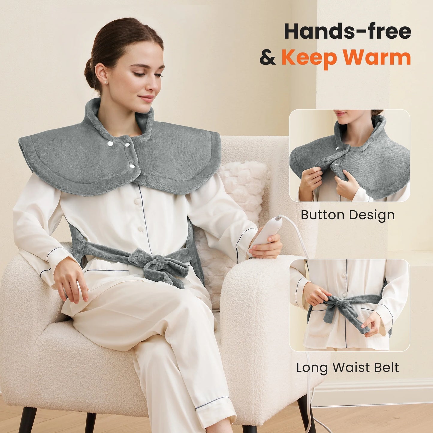Ultra Soft Heating Pad with 4 Heat Settings & Auto Shut-Off for Full Body Stress Relief, 24"X33" - Gray