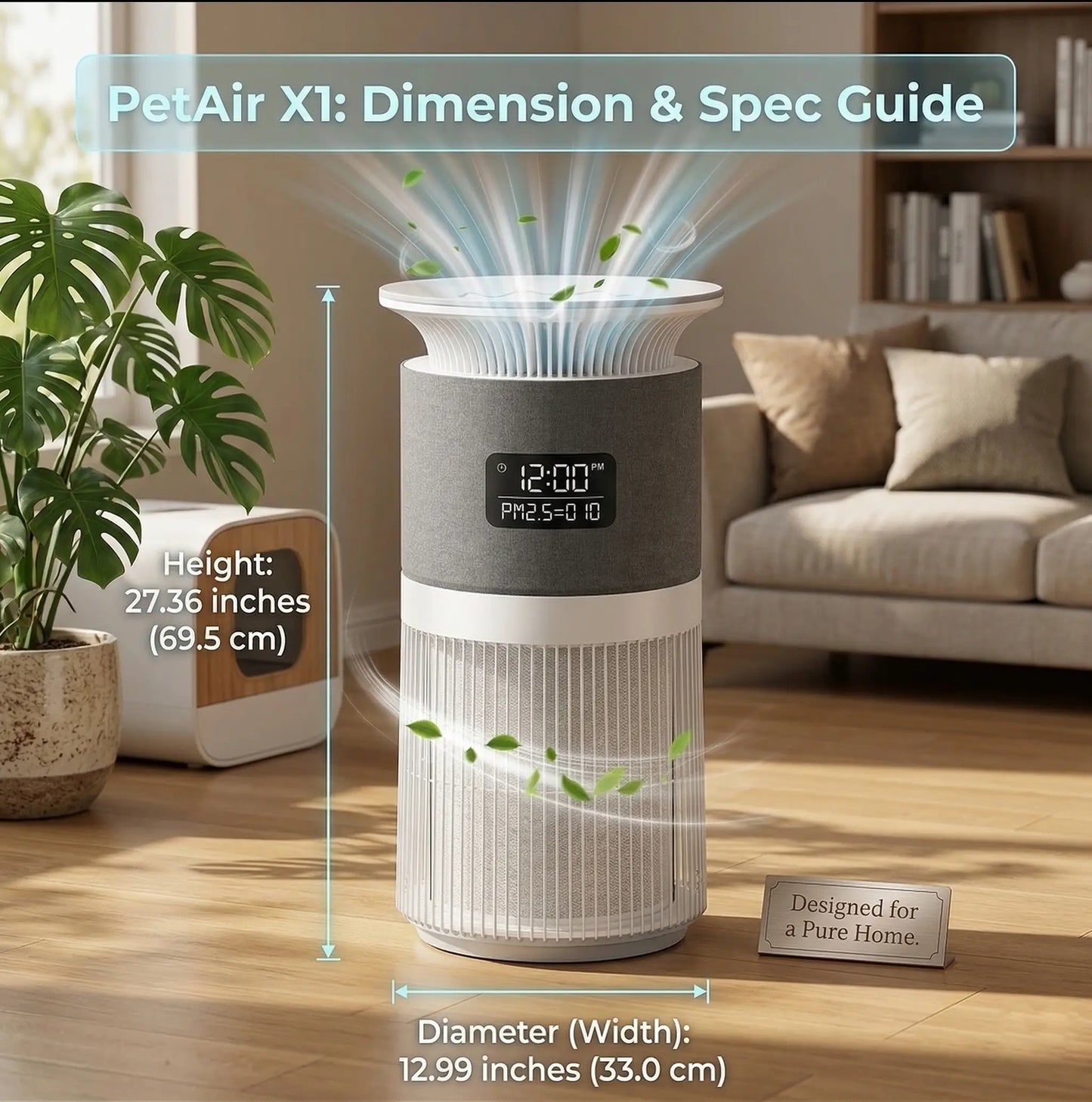 H13 True HEPA Air Purifier for Large Rooms up to 1076 Sq. Ft., 2-In-1 Pet Air Cleaner with Bonus Cat Scratcher Cover, 22 Db Ultra-Quiet for Sleep, Removes 99.97% of Odors, Dander, and Smoke, ETL/CARB Certified