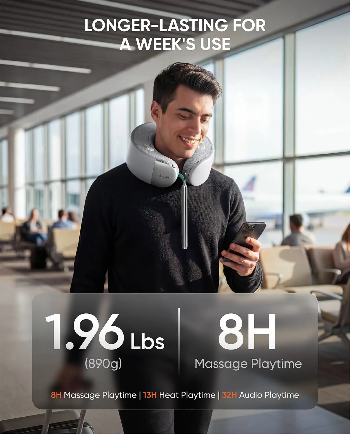 Bluvol Nest 10 Ultra Immersive MASGRE Cordless Neck and Shoulder Massager with Heat – Deep Kneading Electric Massage Pillow for Neck – Perfect for Home, Office and Car. Bluetooth Connection, Mother'S Day Gifts