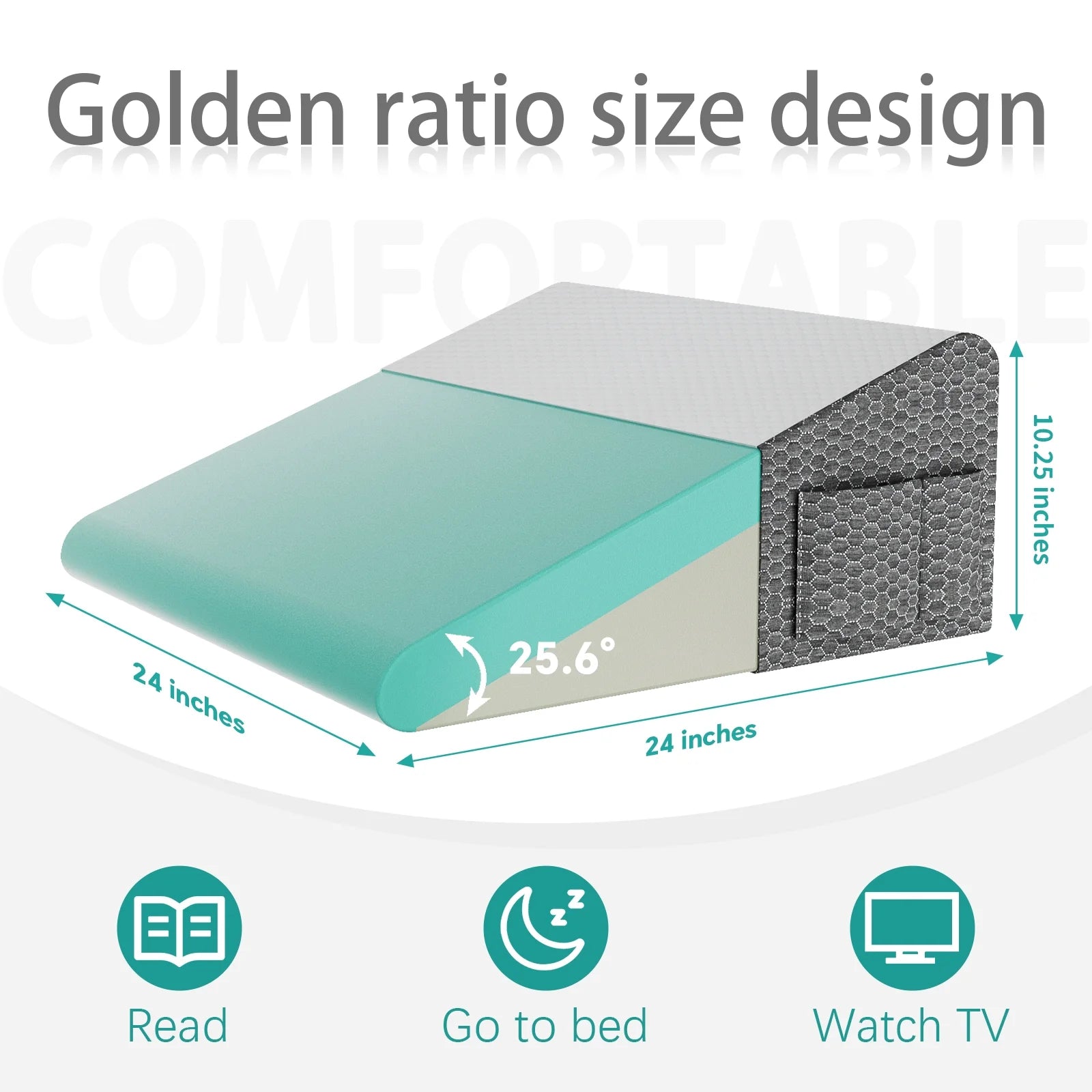 Wedge Pillow for Sleep with 2" Memory Foam Comfort Layer for Acid Reflux, Recovery and Snoring for Restful Sleep