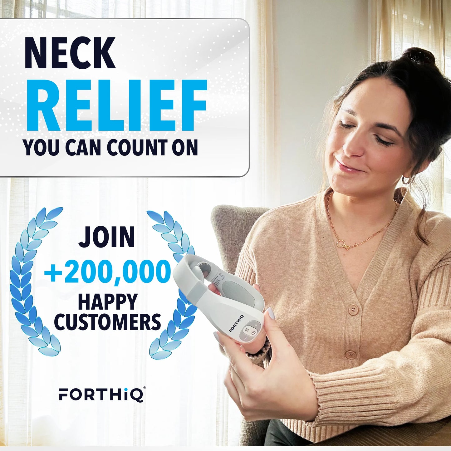 Neck Massager with Heat, Electric Neck Massager for Relax, 15 Levels Deep Tissue Massage, Portable and Soothing