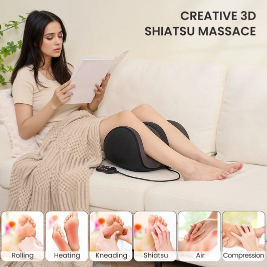 Electric Shiatsu Foot Massager Calf with Heat, Deep Kneading & Rolling Ankle Massage - Relaxing Muscle Relax, Ideal Gift for Men & Women, Leg Massager