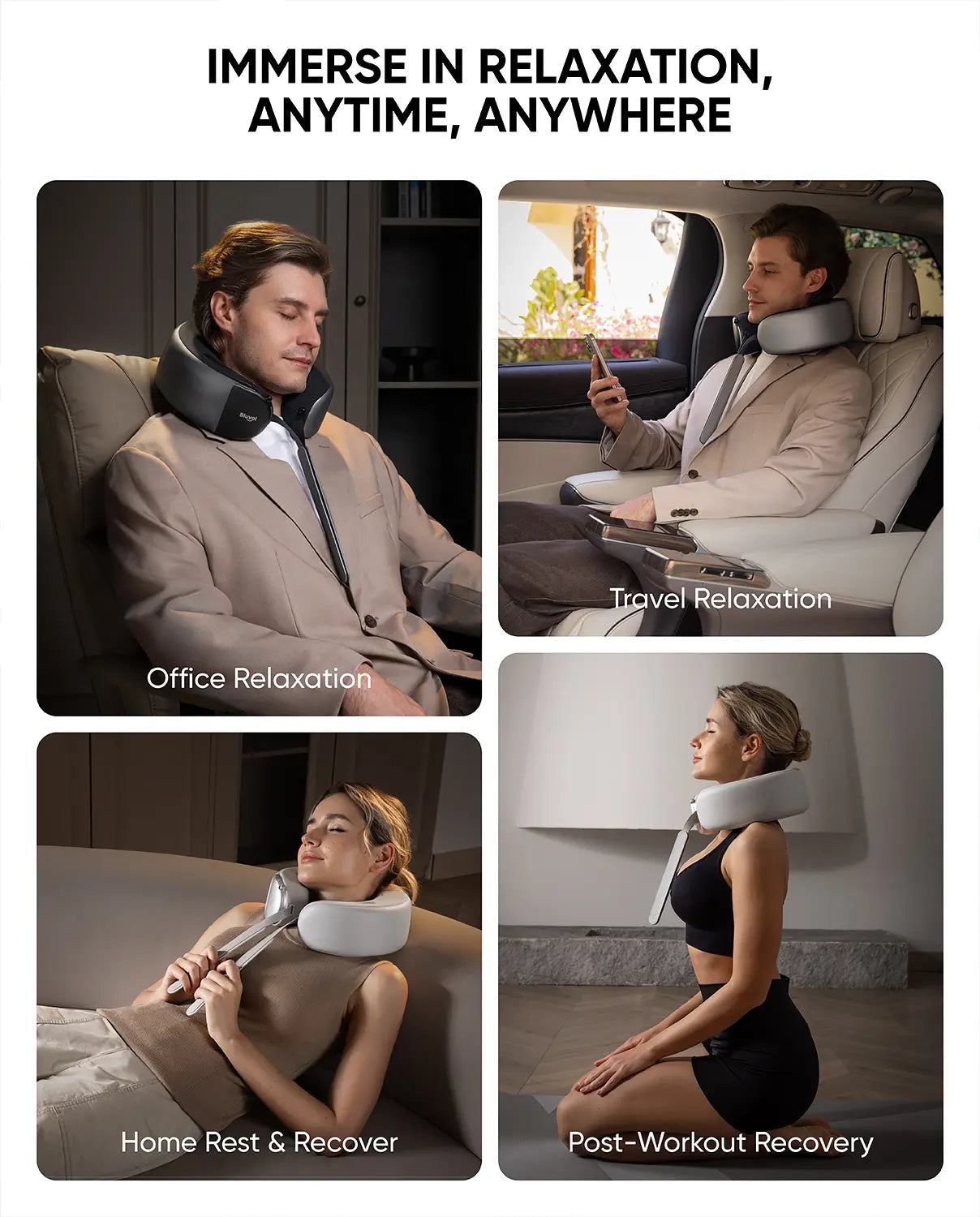 Bluvol Nest 10 Ultra Immersive MASGRE Cordless Neck and Shoulder Massager with Heat – Deep Kneading Electric Massage Pillow for Neck – Perfect for Home, Office and Car. Bluetooth Connection, Mother'S Day Gifts