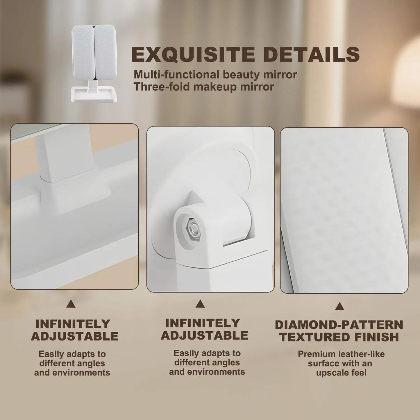 Summervibes【Mothersdaygift】Foldable LED Makeup Mirror, 3 Light Modes, 2X/3X HD Magnification, Touch Dimmable, 360° Rotatable, Portable Vanity Mirror, Exquisite Gift Box, Ideal Mother'S Day Gift for Mom
