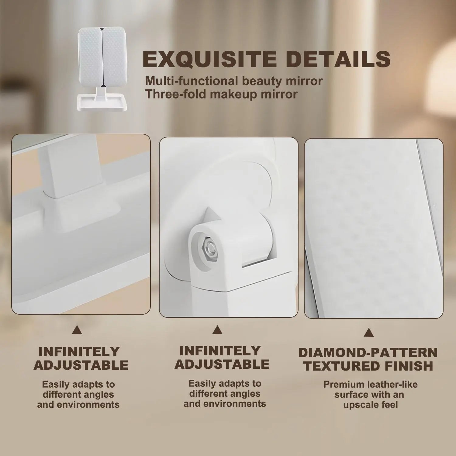 Summervibes【Mothersdaygift】Foldable LED Makeup Mirror, 3 Light Modes, 2X/3X HD Magnification, Touch Dimmable, 360° Rotatable, Portable Vanity Mirror, Exquisite Gift Box, Ideal Mother'S Day Gift for Mom