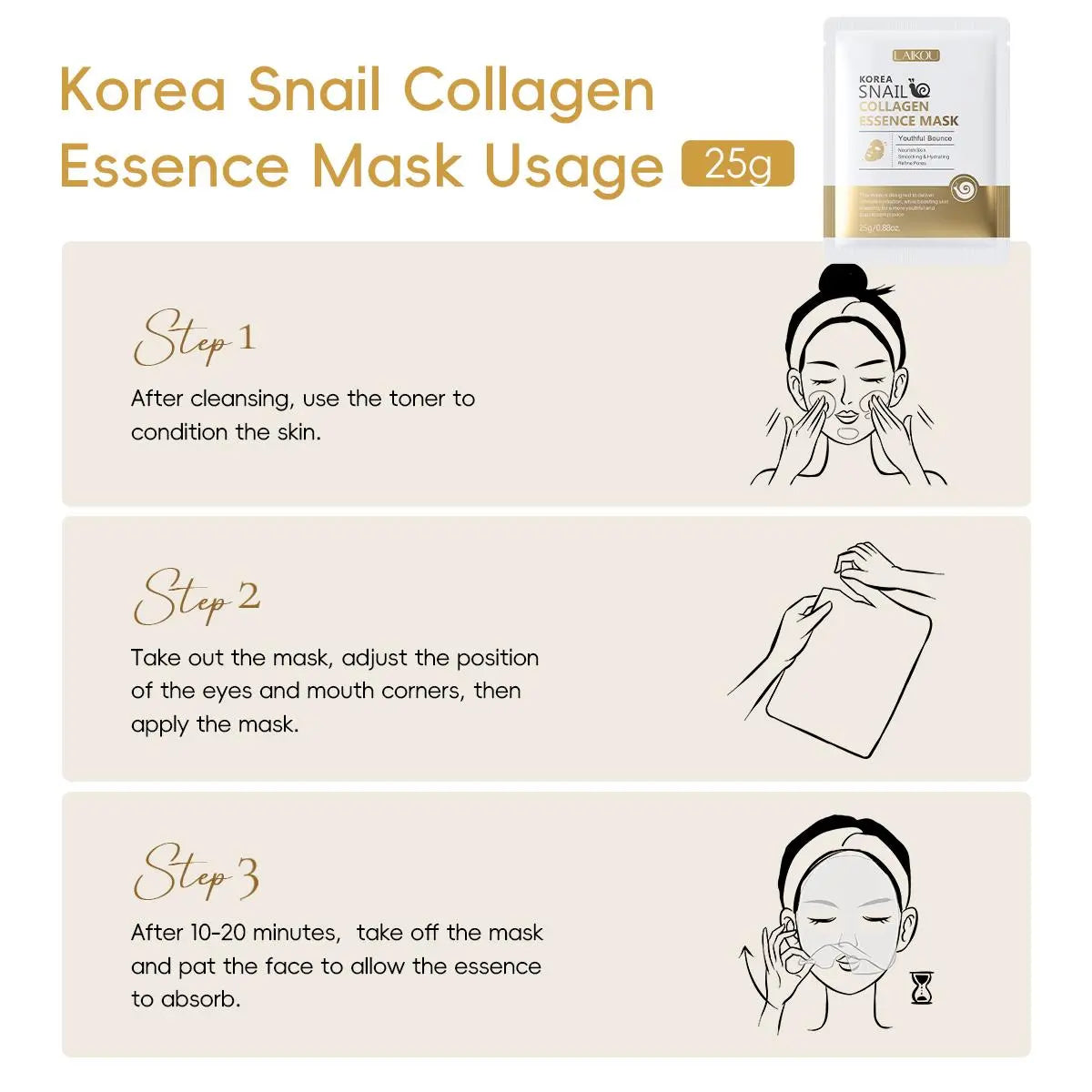 Snail Collagen Skin Care Kit, 1 Set Facial Cleanser, Toner, Serum, Eye Cream, Essence Cream and Mask, Moisturizing Hydrating Moisturize Hydrate Skin Care Set for Women