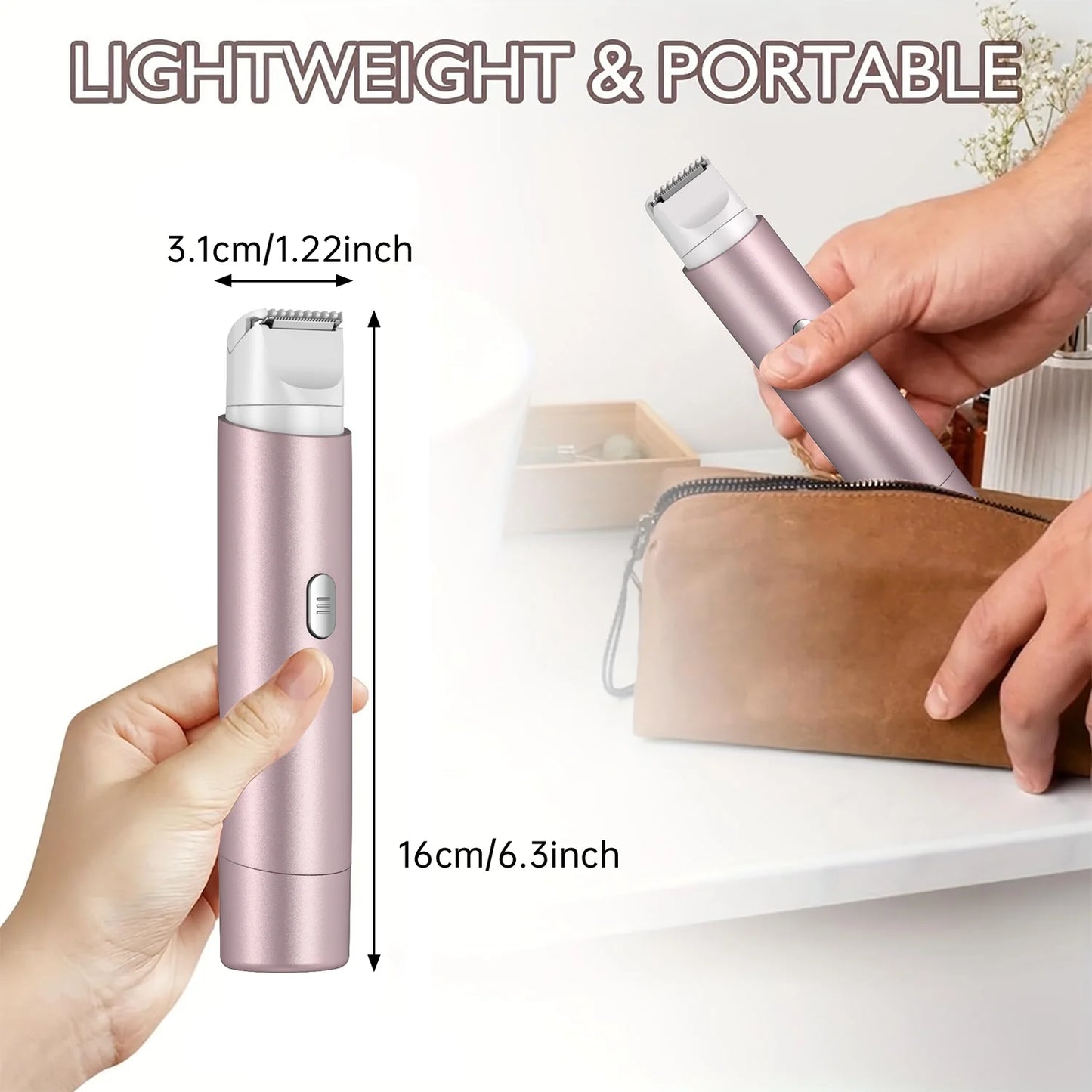 2 in 1 Women Electric Razor, Dual Head Bikini Trimmer for Women IPX7 Waterproof Body Hair Trimmer and Facial Hair Remover for Bikini Underarm Leg Arm Body Face