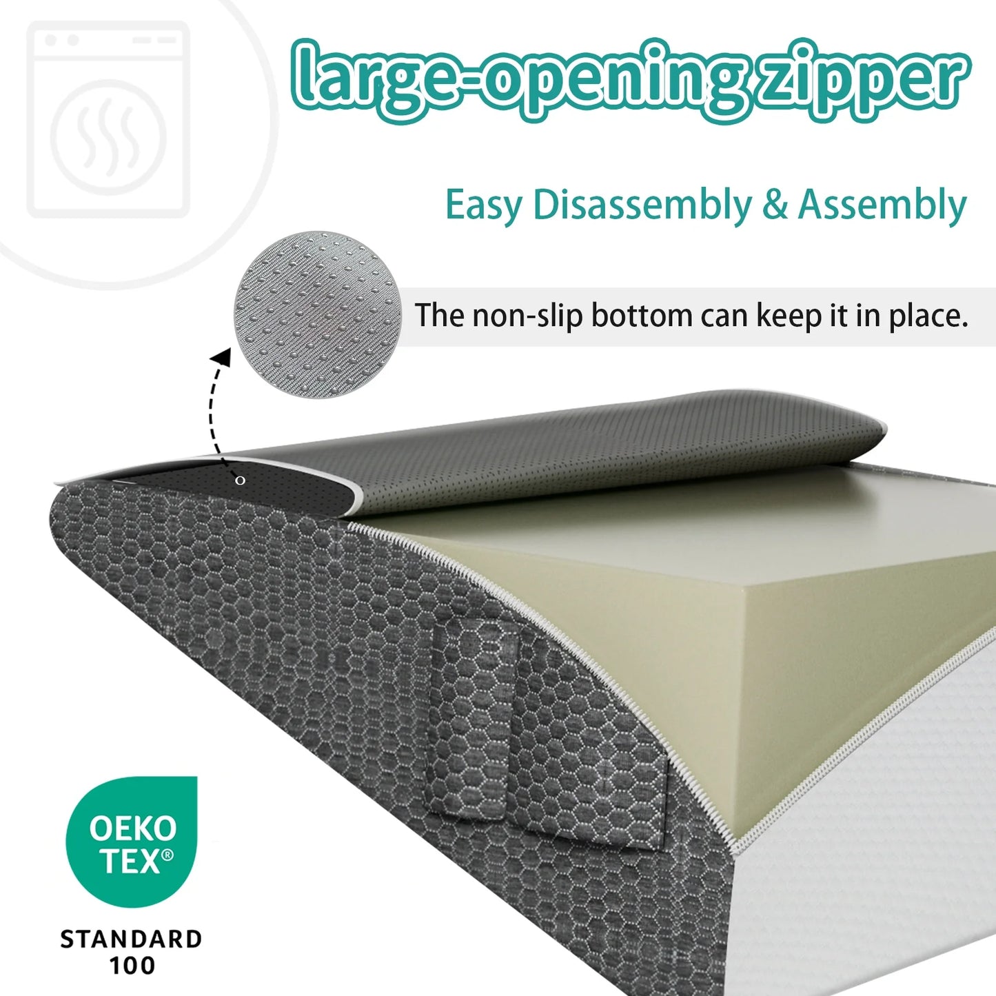 Wedge Pillow for Sleep with 2" Memory Foam Comfort Layer for Acid Reflux, Recovery and Snoring for Restful Sleep