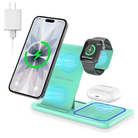 Wireless Charger, 18W Fast Iphone Charging Station Compatible for Iphone 17/16/15/14/13/12/11/Pro Max/Plus, 3 in 1 Wireless Charger Stand for Iwatch SE 11/10/9/8/7/6/5/4, Airpods Pro 2/3/4