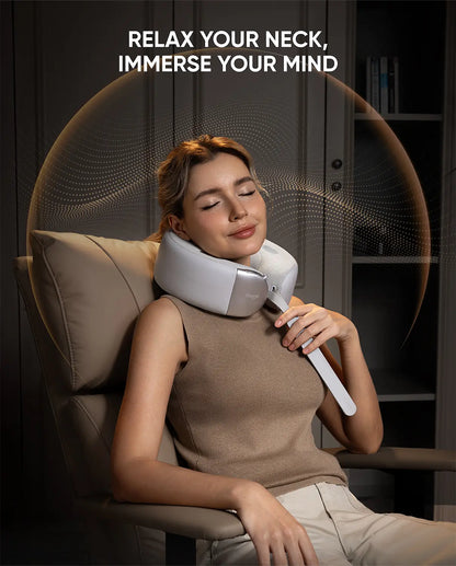 Bluvol Nest 10 Ultra Immersive MASGRE Cordless Neck and Shoulder Massager with Heat – Deep Kneading Electric Massage Pillow for Neck – Perfect for Home, Office and Car. Bluetooth Connection, Mother'S Day Gifts