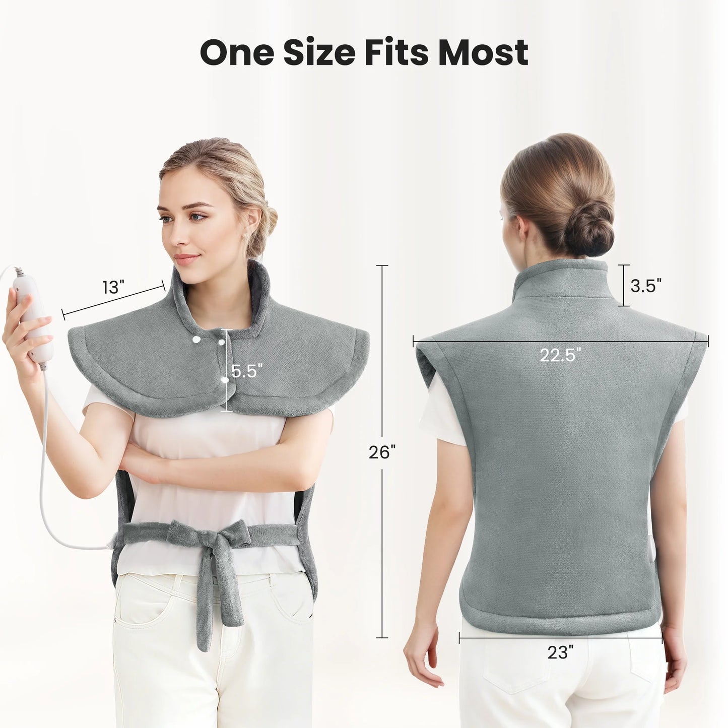 Ultra Soft Heating Pad with 4 Heat Settings & Auto Shut-Off for Full Body Stress Relief, 24"X33" - Gray