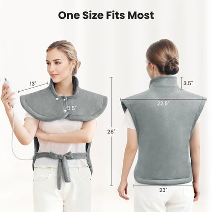 Ultra Soft Heating Pad with 4 Heat Settings & Auto Shut-Off for Full Body Stress Relief, 24"X33" - Gray