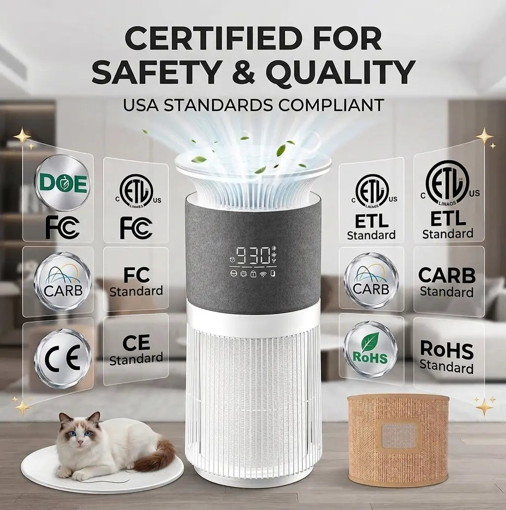 H13 True HEPA Air Purifier for Large Rooms up to 1076 Sq. Ft., 2-In-1 Pet Air Cleaner with Bonus Cat Scratcher Cover, 22 Db Ultra-Quiet for Sleep, Removes 99.97% of Odors, Dander, and Smoke, ETL/CARB Certified
