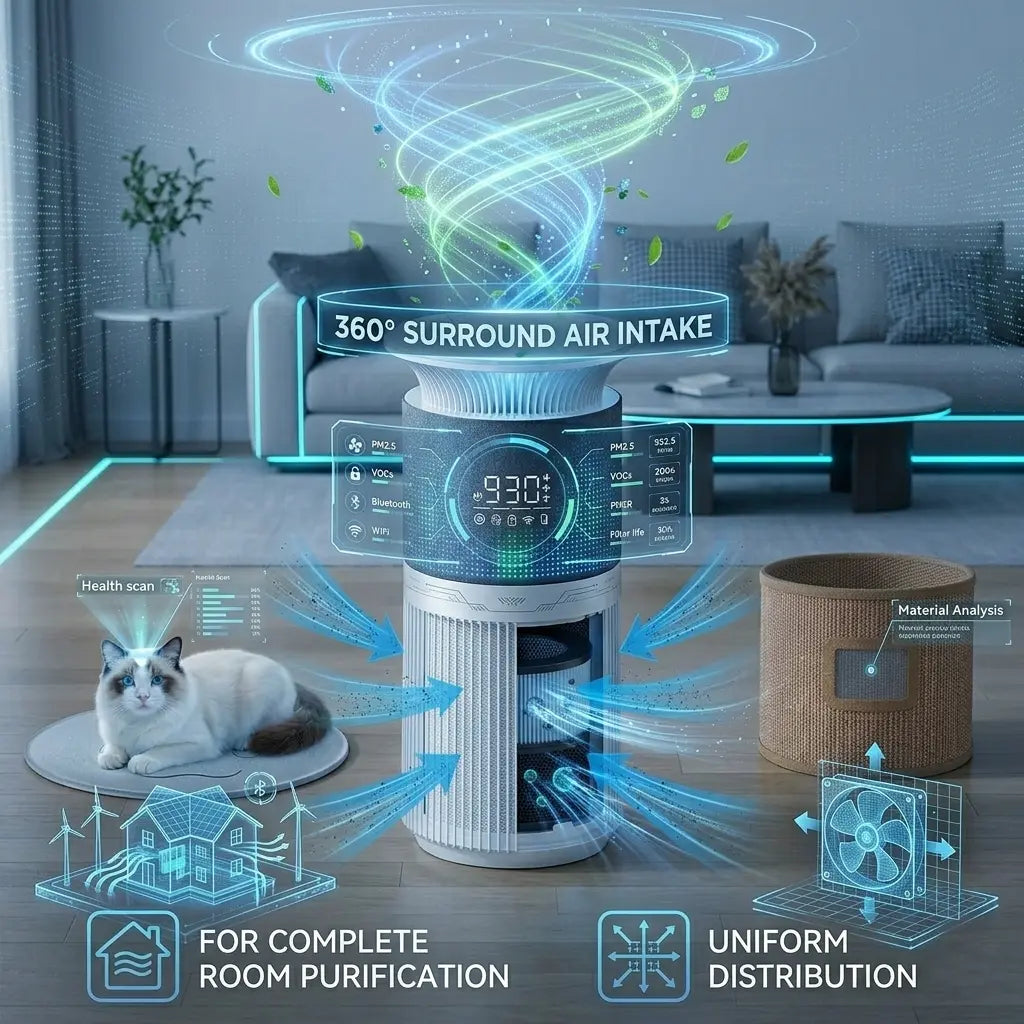H13 True HEPA Air Purifier for Large Rooms up to 1076 Sq. Ft., 2-In-1 Pet Air Cleaner with Bonus Cat Scratcher Cover, 22 Db Ultra-Quiet for Sleep, Removes 99.97% of Odors, Dander, and Smoke, ETL/CARB Certified