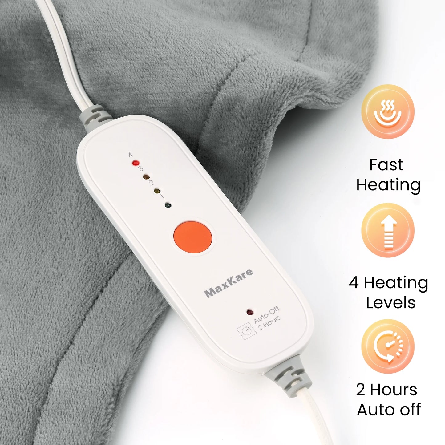Ultra Soft Heating Pad with 4 Heat Settings & Auto Shut-Off for Full Body Stress Relief, 24"X33" - Gray