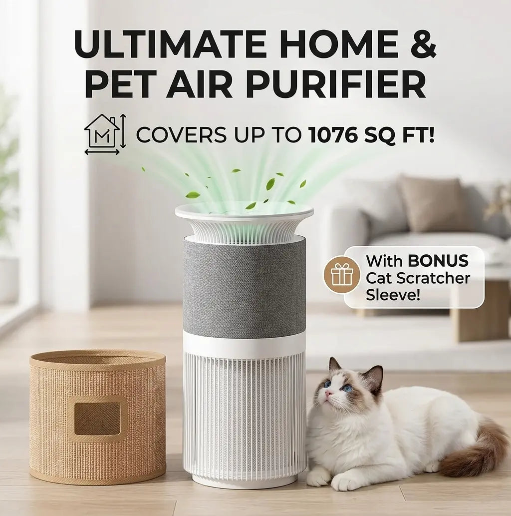 H13 True HEPA Air Purifier for Large Rooms up to 1076 Sq. Ft., 2-In-1 Pet Air Cleaner with Bonus Cat Scratcher Cover, 22 Db Ultra-Quiet for Sleep, Removes 99.97% of Odors, Dander, and Smoke, ETL/CARB Certified